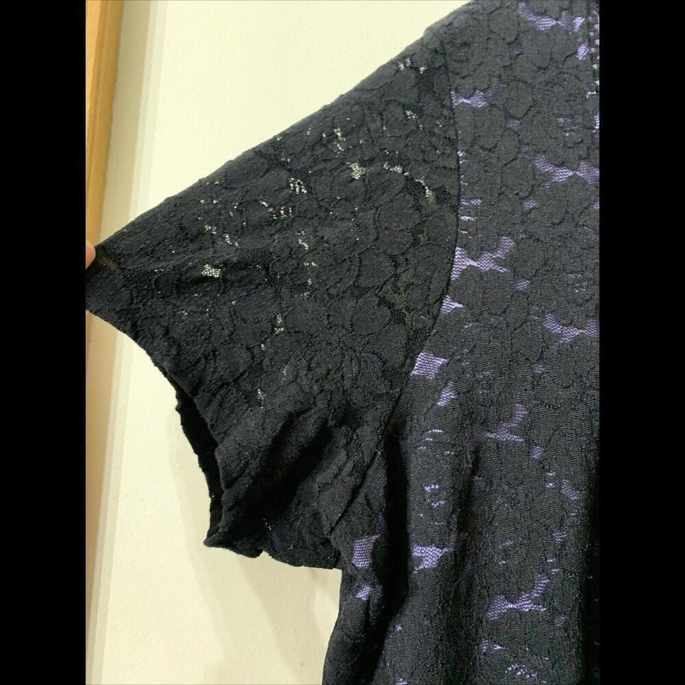 VTG y2k black Purple lace coquette goth fairy bodycon grunge midi dress Sz 18/20 - Picture 3 of 10